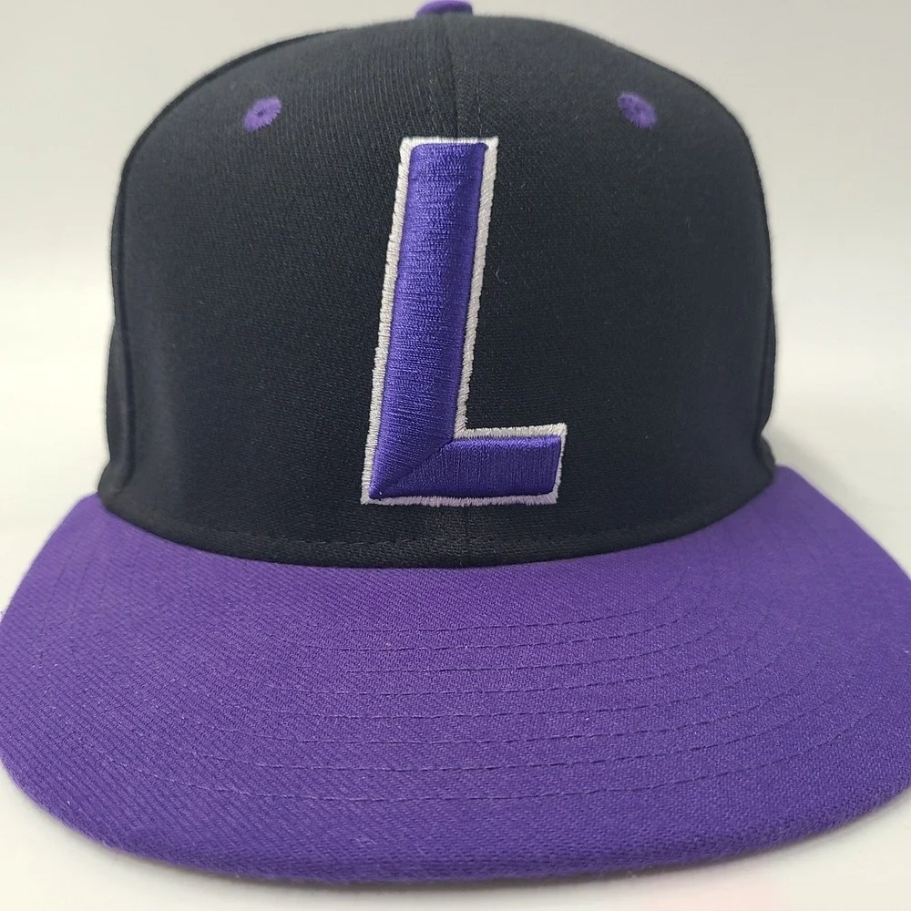 Adidas Hat Fitted L-XL Black Purple‎ Lions L Logo Flat Brim Baseball Casual Men
